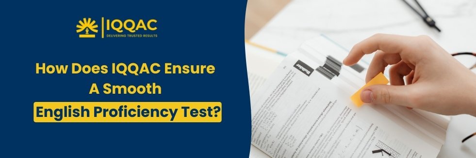 Student completing an English proficiency test with organized support system