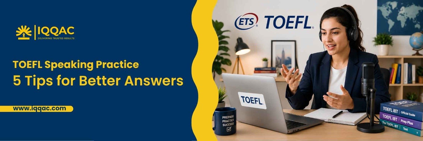 TOEFL speaking practice with five tips to improve answers and speaking performance.